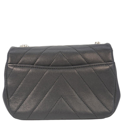 Chanel Mini Flap Quilted Chevron Leather Crossbody Bag Black