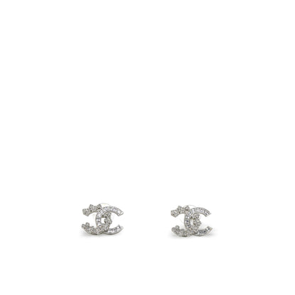 Sliver Crystal CC logo Earrings