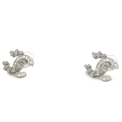 Sliver Crystal CC logo Earrings