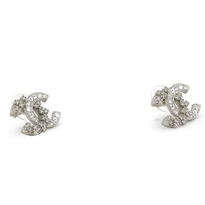 Sliver Crystal CC logo Earrings