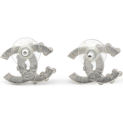 Sliver Crystal CC logo Earrings