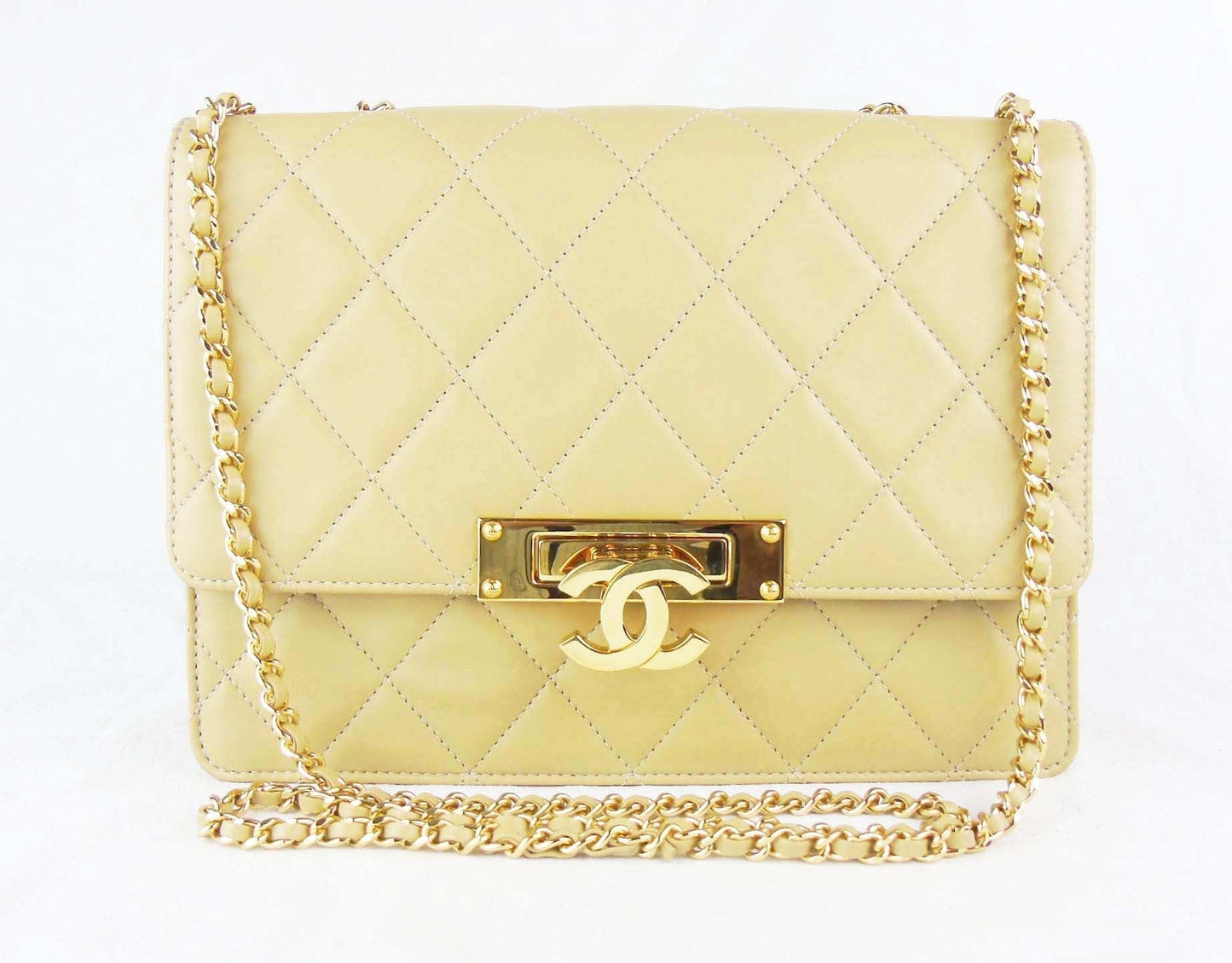 CHANEL classic beige leather flap bag 'Golden Class'