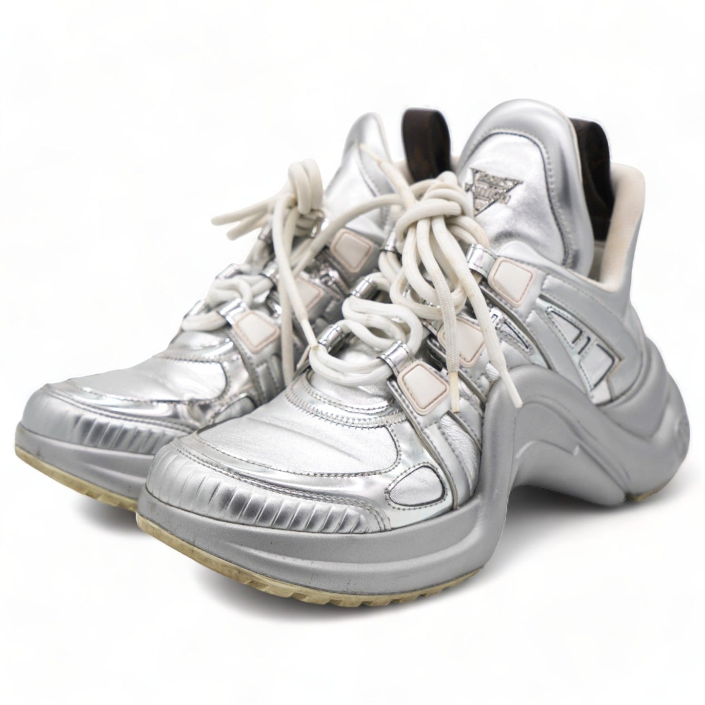 Louis-vuitton Metallic Calfskin Technical Nylon LV Archlight Sneakers Silver 36