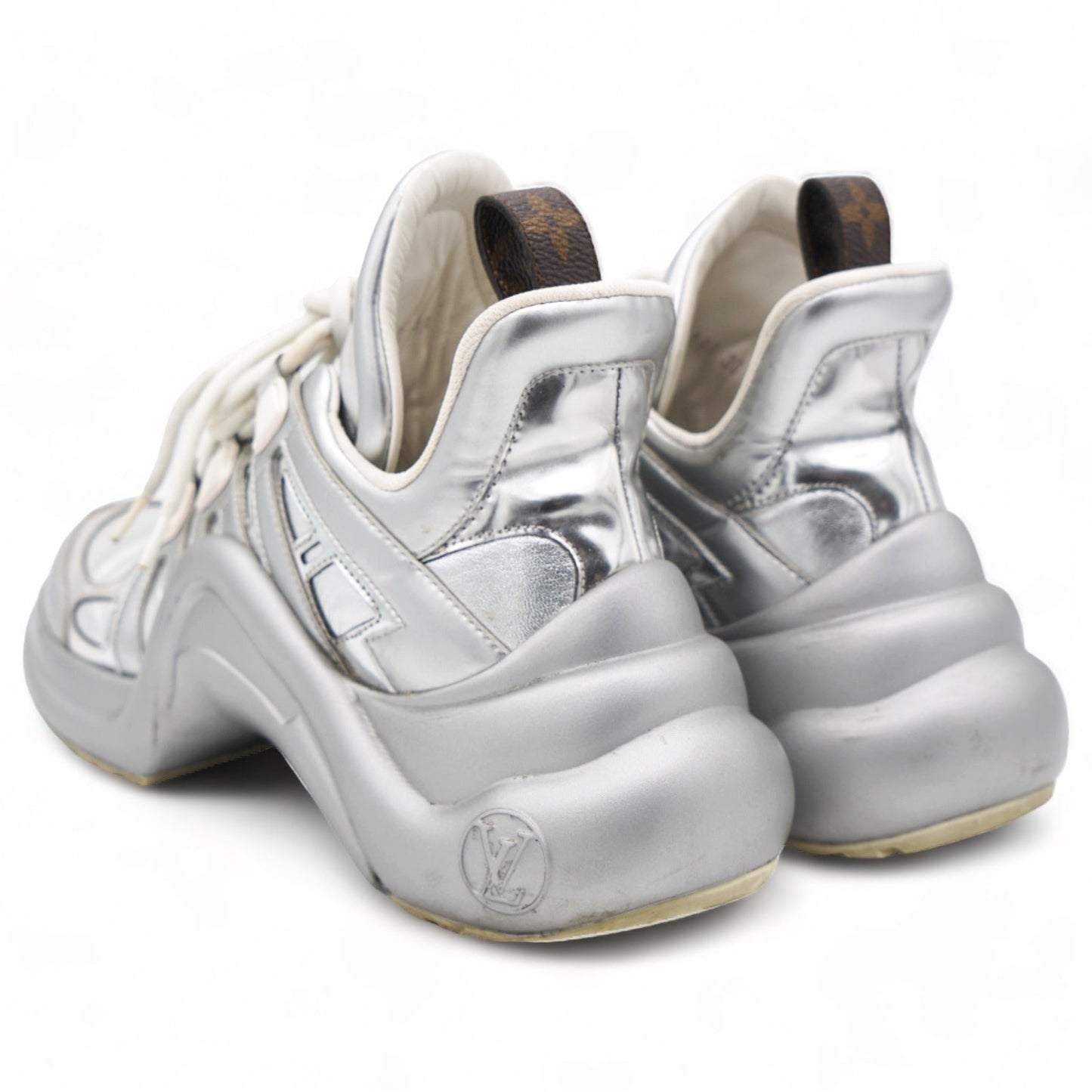 Louis-vuitton Metallic Calfskin Technical Nylon LV Archlight Sneakers Silver 36
