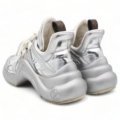 Louis-vuitton Metallic Calfskin Technical Nylon LV Archlight Sneakers Silver 36