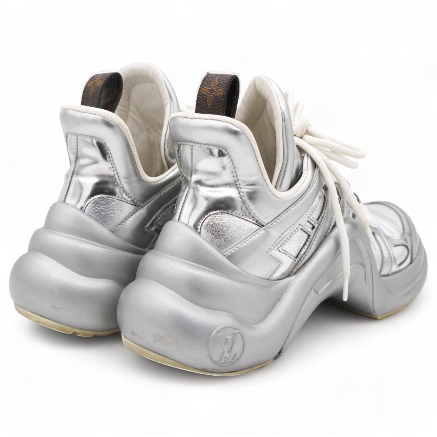 Louis-vuitton Metallic Calfskin Technical Nylon LV Archlight Sneakers Silver 36