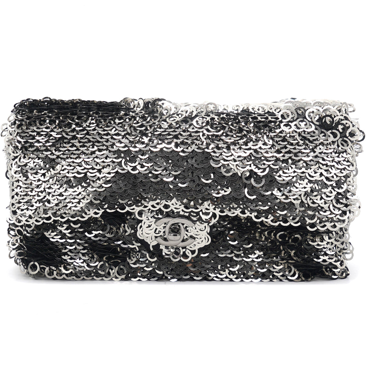 Sequin Small Single Flap Black White