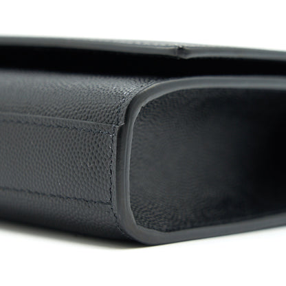 SAINT LAUREN KATE CLUTCH IN GRAIN DE POUDRE EMBOSSED LEATHER BLACK GHW
