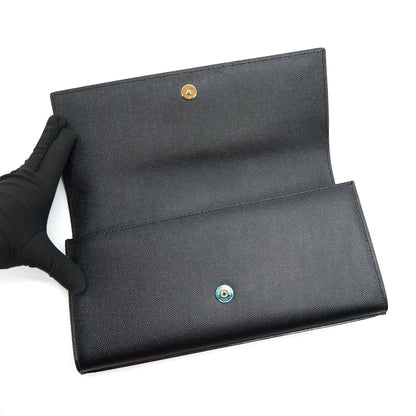 SAINT LAUREN KATE CLUTCH IN GRAIN DE POUDRE EMBOSSED LEATHER BLACK GHW