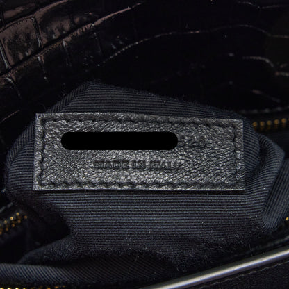 Saint Laurent Cassandra Chain Bag Croc Embossed Leather Black GHW