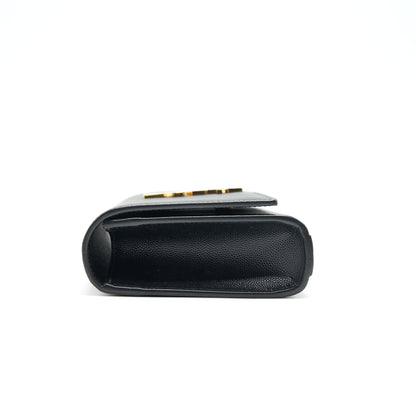 SAINT LAUREN KATE CLUTCH IN GRAIN DE POUDRE EMBOSSED LEATHER BLACK GHW