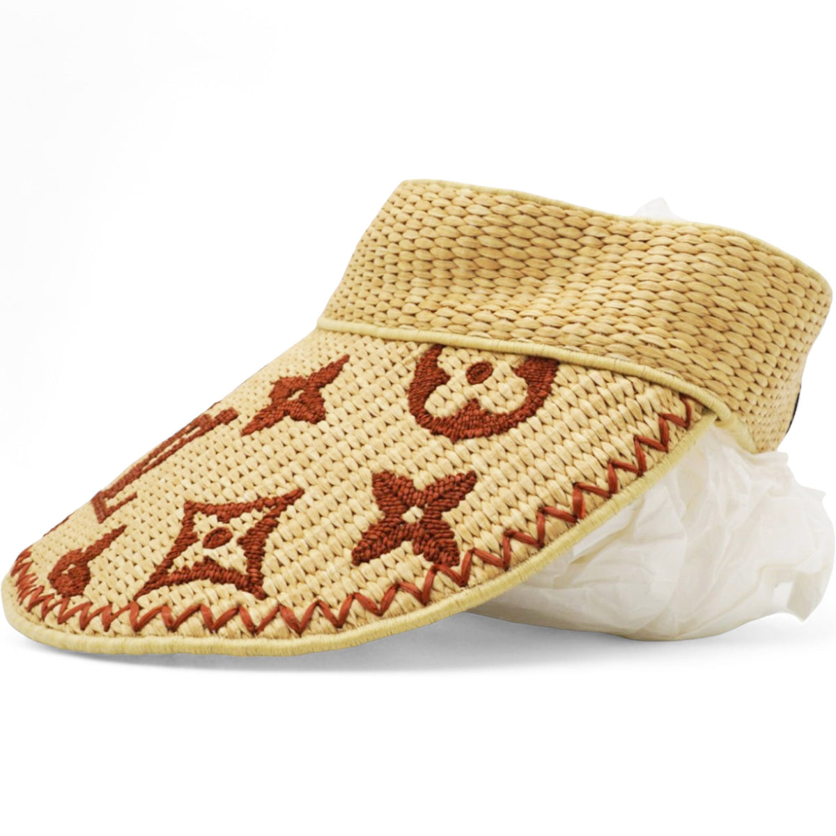 Louis-vuitton Monogram Embroidered Raffia Visor
