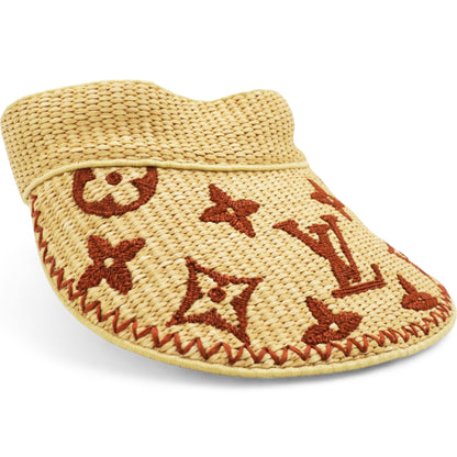Louis-vuitton Monogram Embroidered Raffia Visor