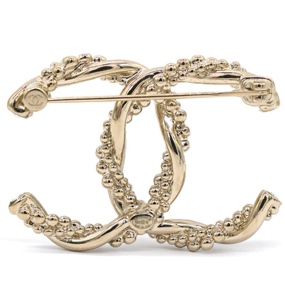 Metal Crystal Twisted CC Brooch Light Gold