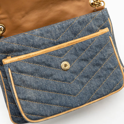Saint Laurent/YSL Niki Shoulder bag Denim Blue/ CINNAMON GHW