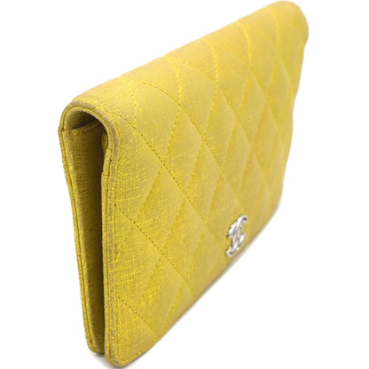 Calfskin Quilted Yen Wallet Textured Gold