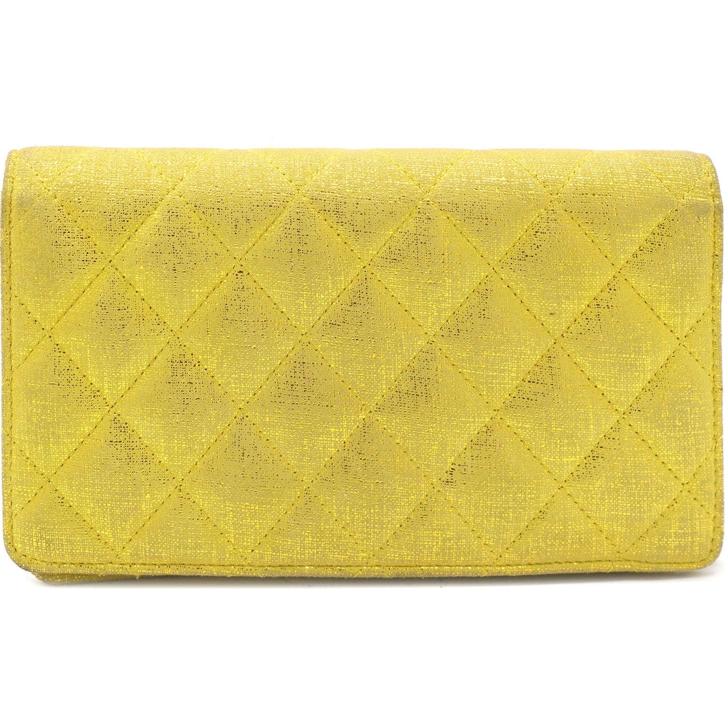 Calfskin Quilted Yen Wallet Textured Gold