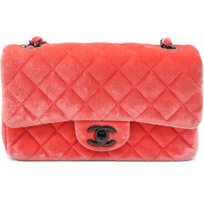 Velvet Quilted Mini Rectangular Flap Peachy Pink