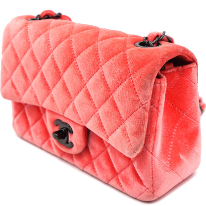 Velvet Quilted Mini Rectangular Flap Peachy Pink