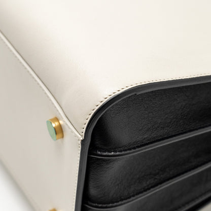 Saint Laurent /YSL Small Sac de Jour Tote Bag Calfskin White / Black GHW