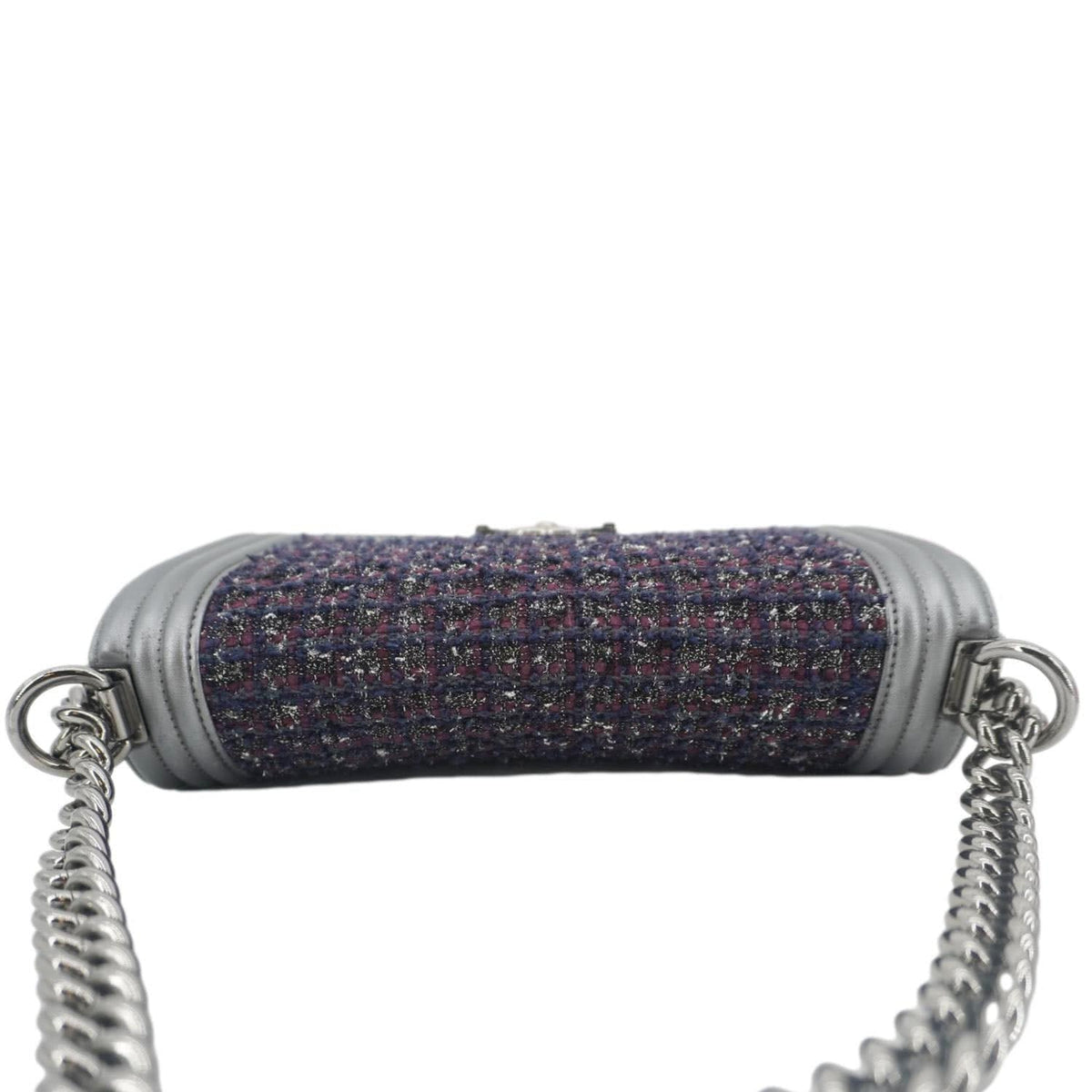Chanel Boy Flap Tweed Bag Shoulder Bag Silver