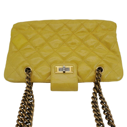 Chanel Reissue Glazed Quilted Leather Tote Shoulder Bag Yellow