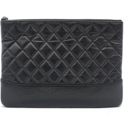 Aged Calfskin Quilted Medium Gabrielle Cosmetic Case Black