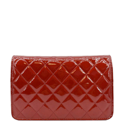 Chanel Brilliant WOC Quilted Patent Leather Crossbody Wallet Red