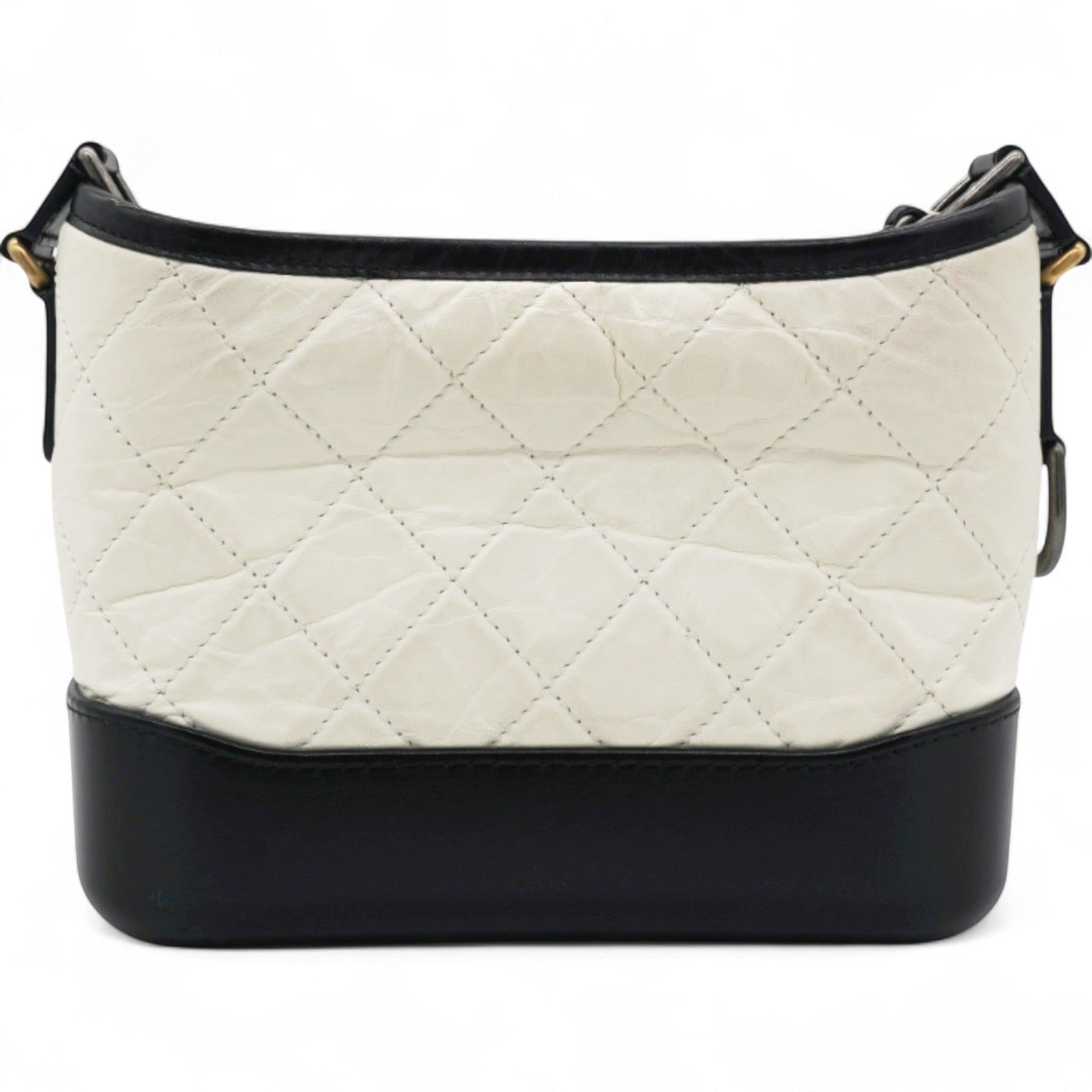 Aged Quilted Small Gabrielle Hobo Black White