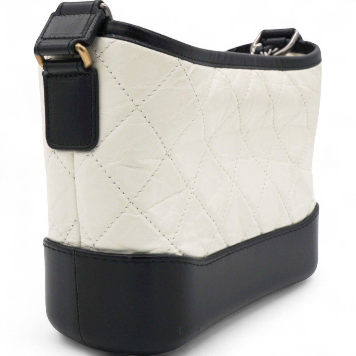 Aged Quilted Small Gabrielle Hobo Black White