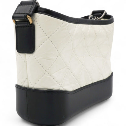 Aged Quilted Small Gabrielle Hobo Black White
