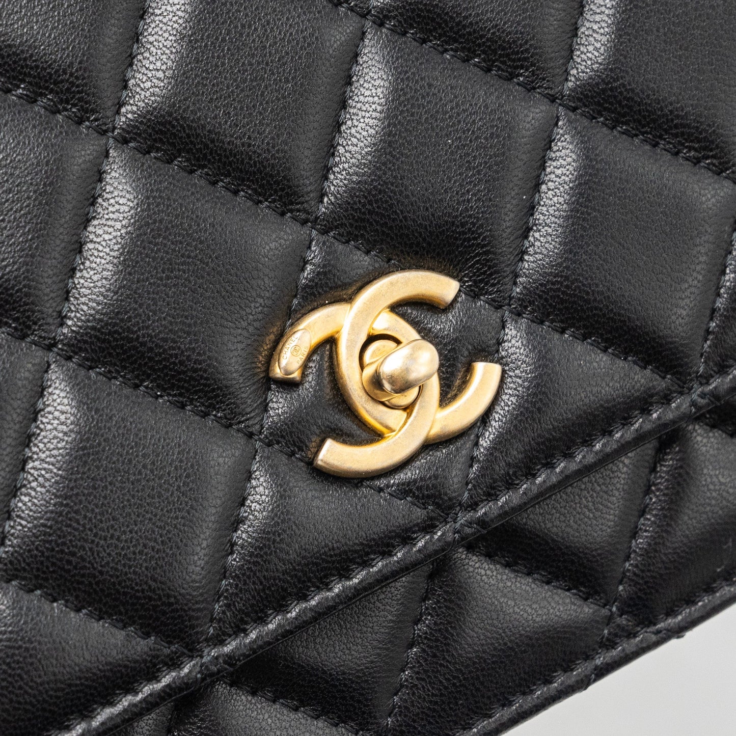 Chanel Pearl Crush Wallet On Chain Lambskin Black GHW