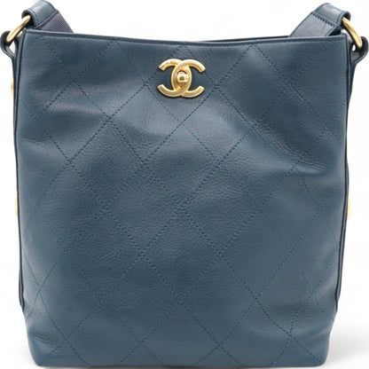 Button Up Hobo Quilted Calfskin with Grosgrain Small Shoulder Bag