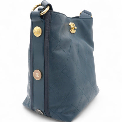 Button Up Hobo Quilted Calfskin with Grosgrain Small Shoulder Bag