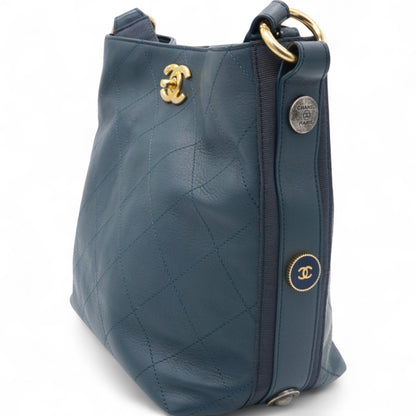 Button Up Hobo Quilted Calfskin with Grosgrain Small Shoulder Bag