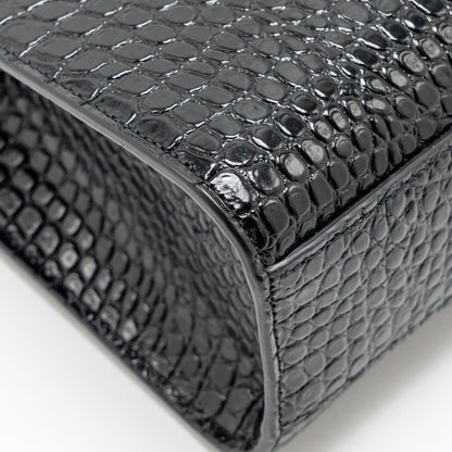 Saint Laurent medium Manhattan bag croc embossed calfskin black GHW
