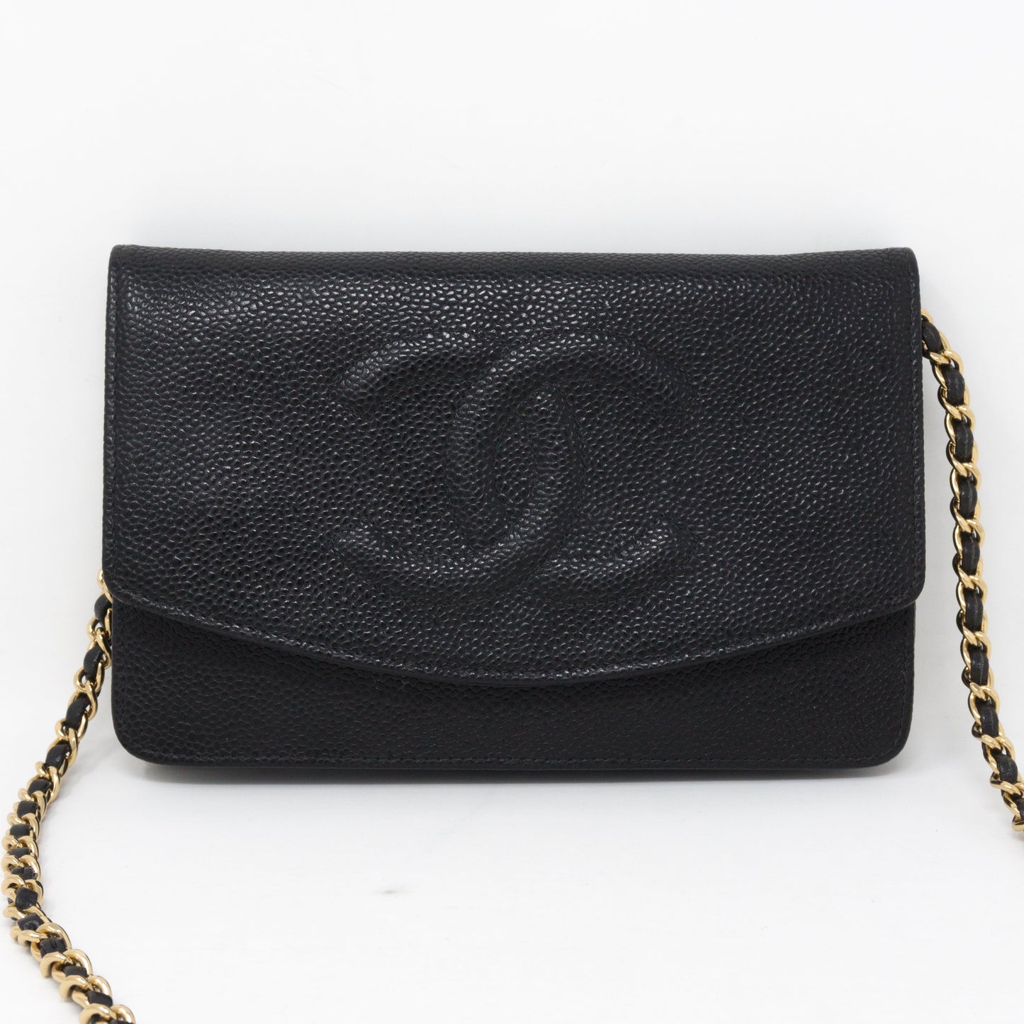 Timeless CC Wallet On Chain Black Caviar Leather