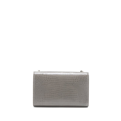 Saint Laurent Kate Bag Croc Embossed-Calfskin Grey SHW