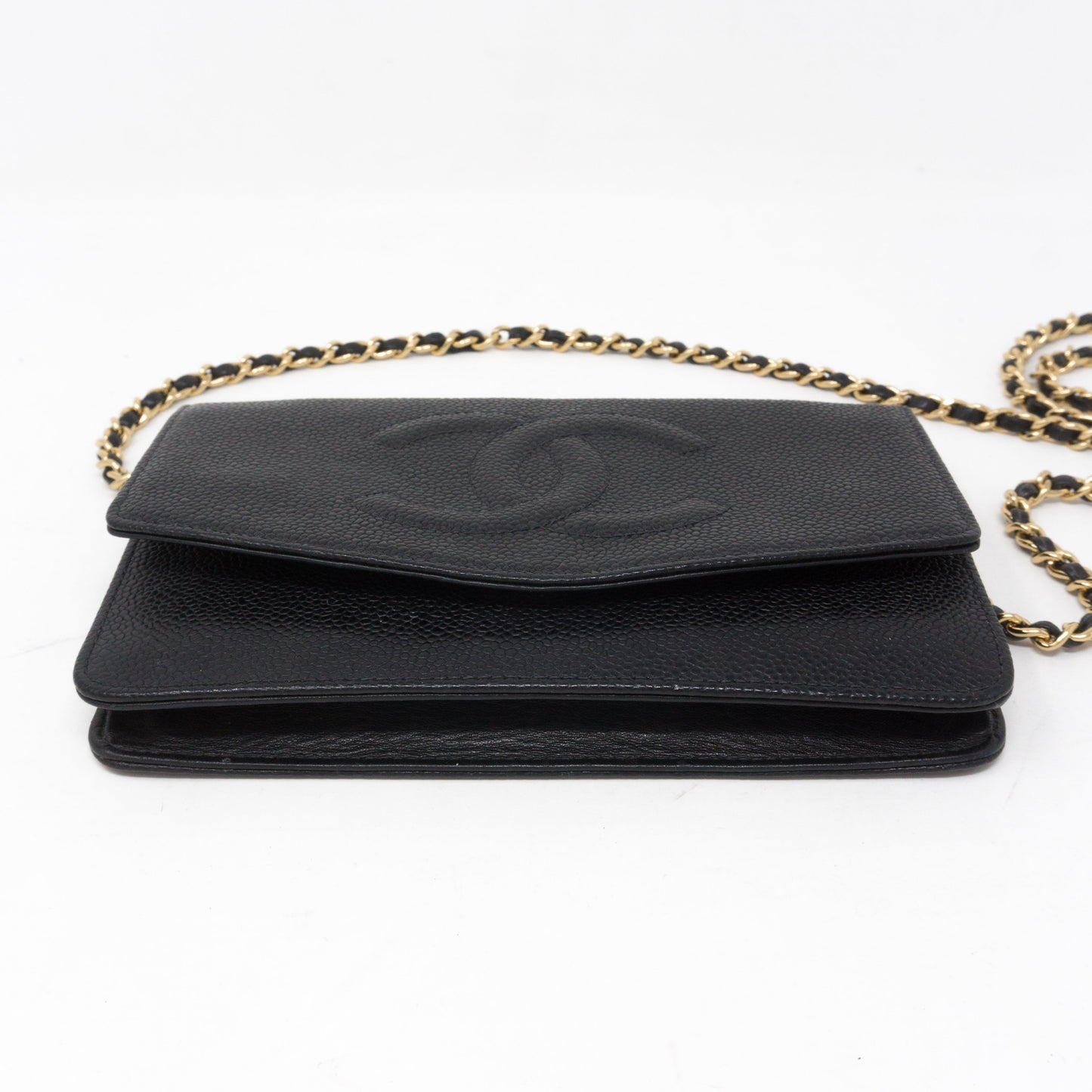 Timeless CC Wallet On Chain Black Caviar Leather