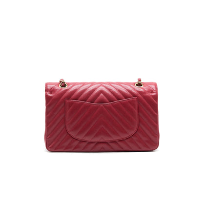 Chanel Medium Classic Double Flap caviar Raspberry Red with LGHW