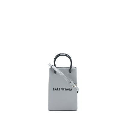 Balenciaga Mini Shopping Phone Pouch Grey SHW