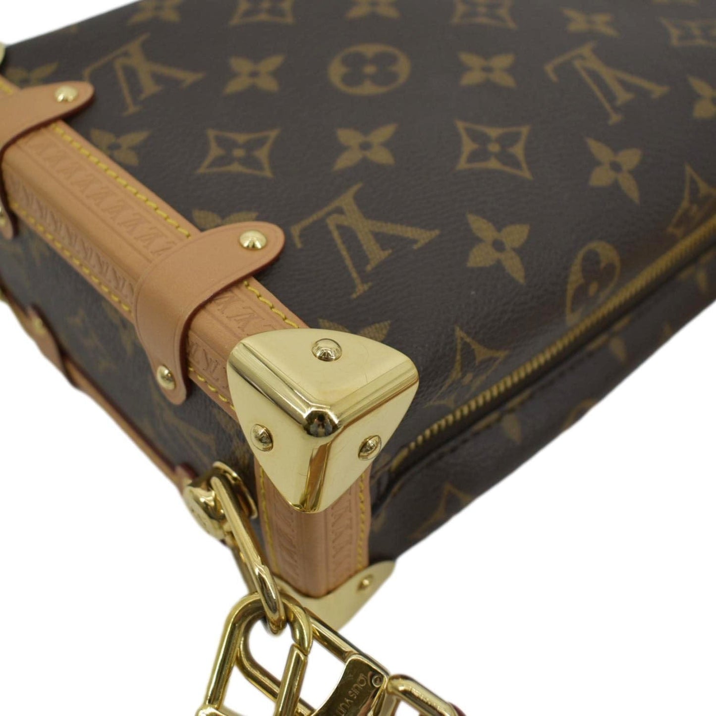 LOUIS VUITTON Side Trunk Monogram Canvas Crossbody Bag Brown