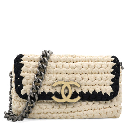 Woven Fabric Single Flap Ivory Black