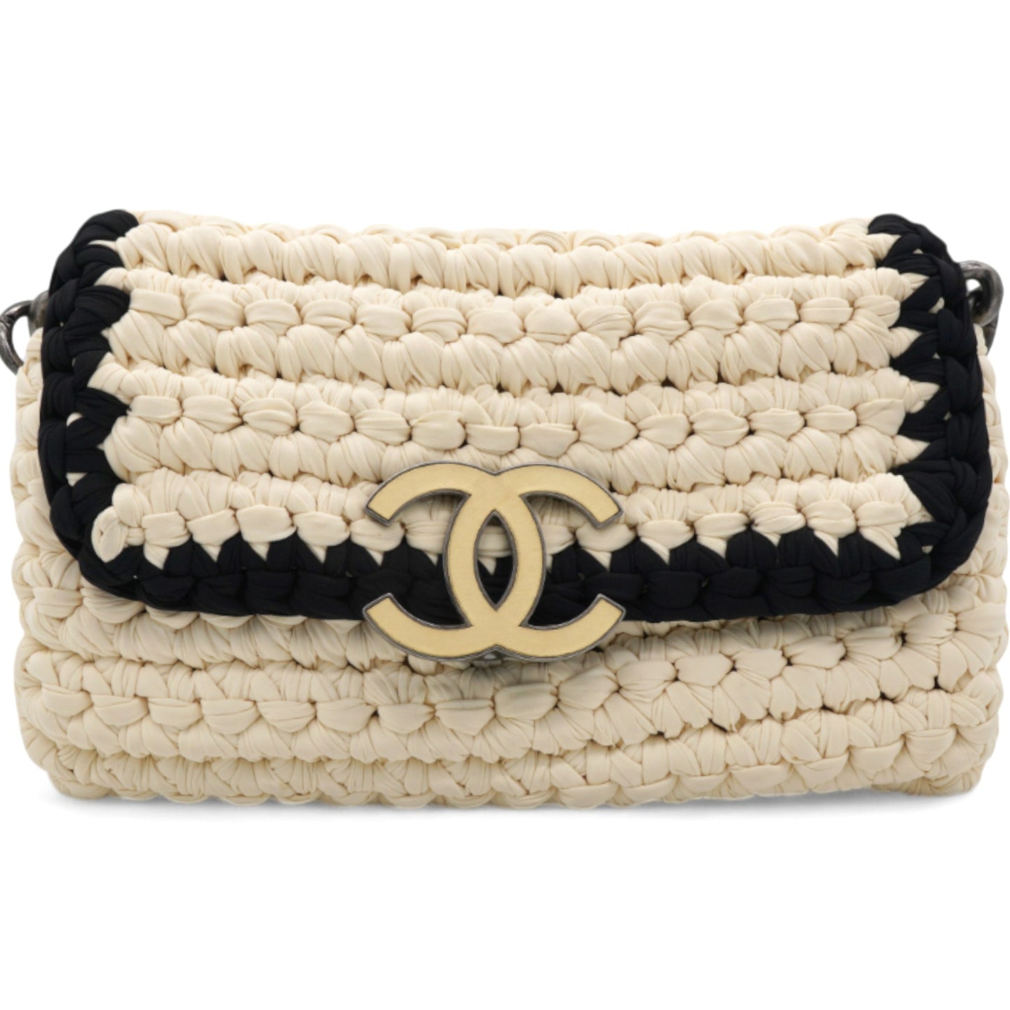 Woven Fabric Single Flap Ivory Black
