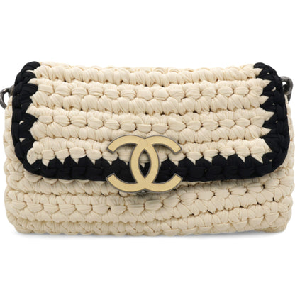 Woven Fabric Single Flap Ivory Black
