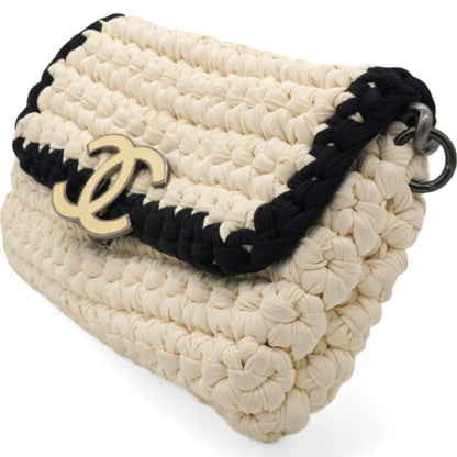 Woven Fabric Single Flap Ivory Black