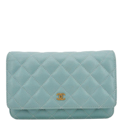 Chanel Wallet On Chain Quilted Caviar Leather Crossbody Bag Sea Green