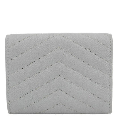 Chanel Envelope Flap Chevron Caviar Leather Compact Wallet Grey