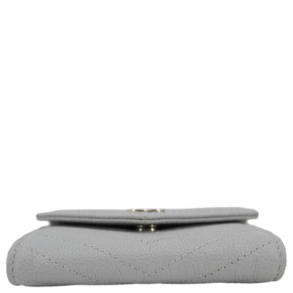 Chanel Envelope Flap Chevron Caviar Leather Compact Wallet Grey
