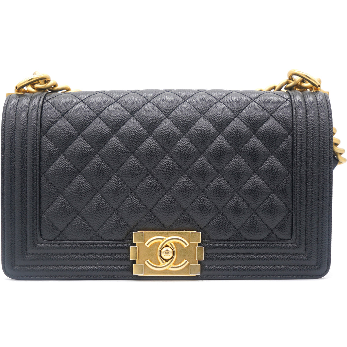 Black Caviar Quilted Old Medium Boy Flap